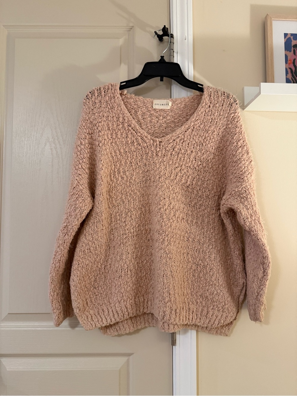 Soft Knit V-Neck Sweater in Blush